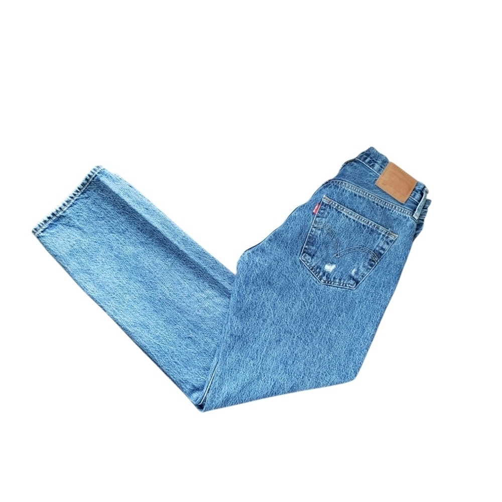 LEVI'S 501 Distressed Big E Medium Wash Button Fly 90s Style Baggy Jeans